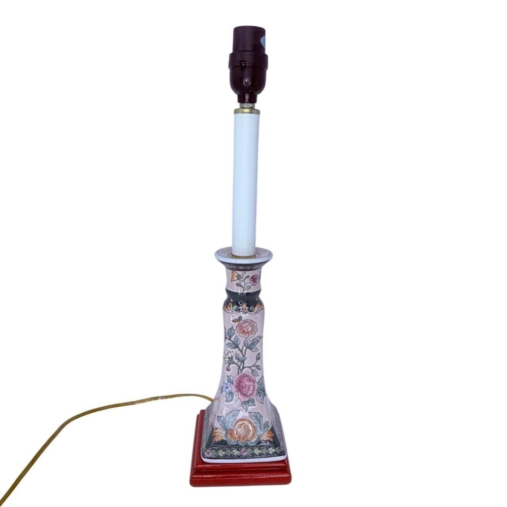 Vintage Chinoiserie Style Ceramic Floral Bouillette Accent Lamp, Asian, Japanese